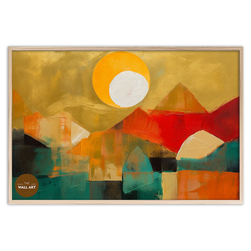MOUNTAIN RANGE IN GOLDEN SKY