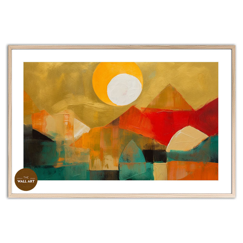 MOUNTAIN RANGE IN GOLDEN SKY