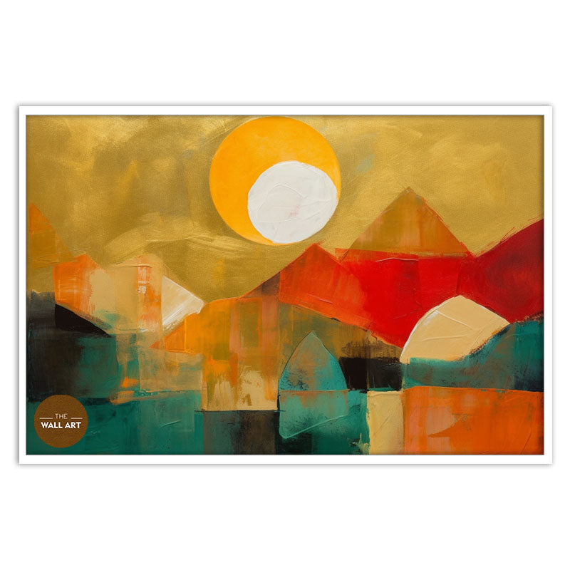 MOUNTAIN RANGE IN GOLDEN SKY