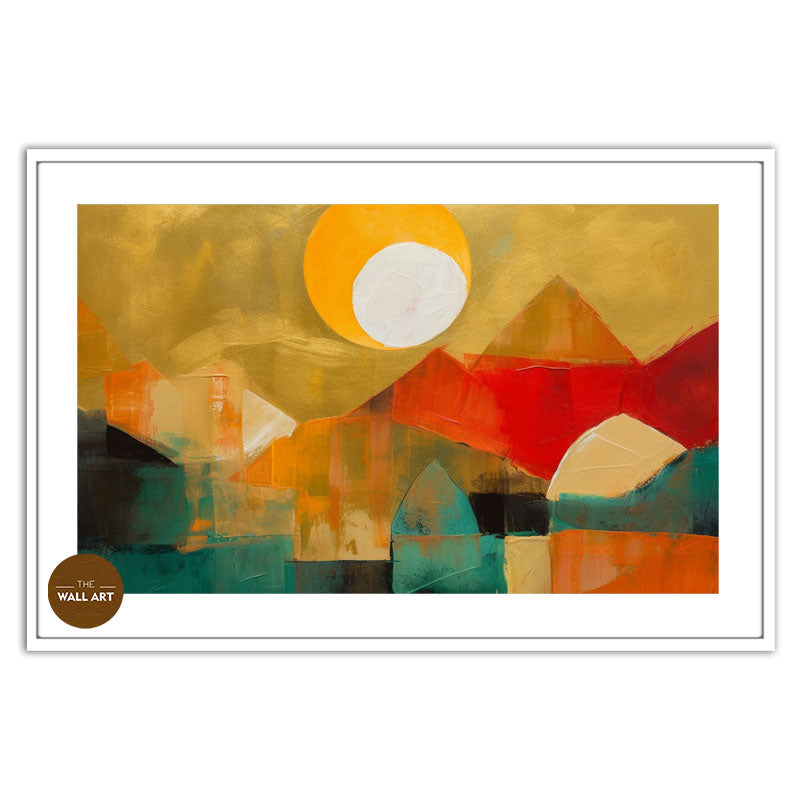 MOUNTAIN RANGE IN GOLDEN SKY