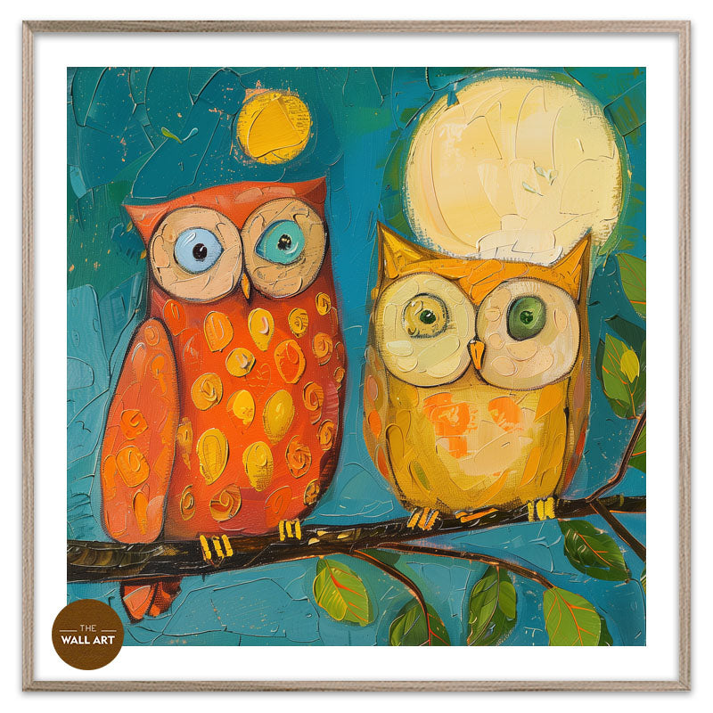 OWL COUPLE IN MOON NIGHT