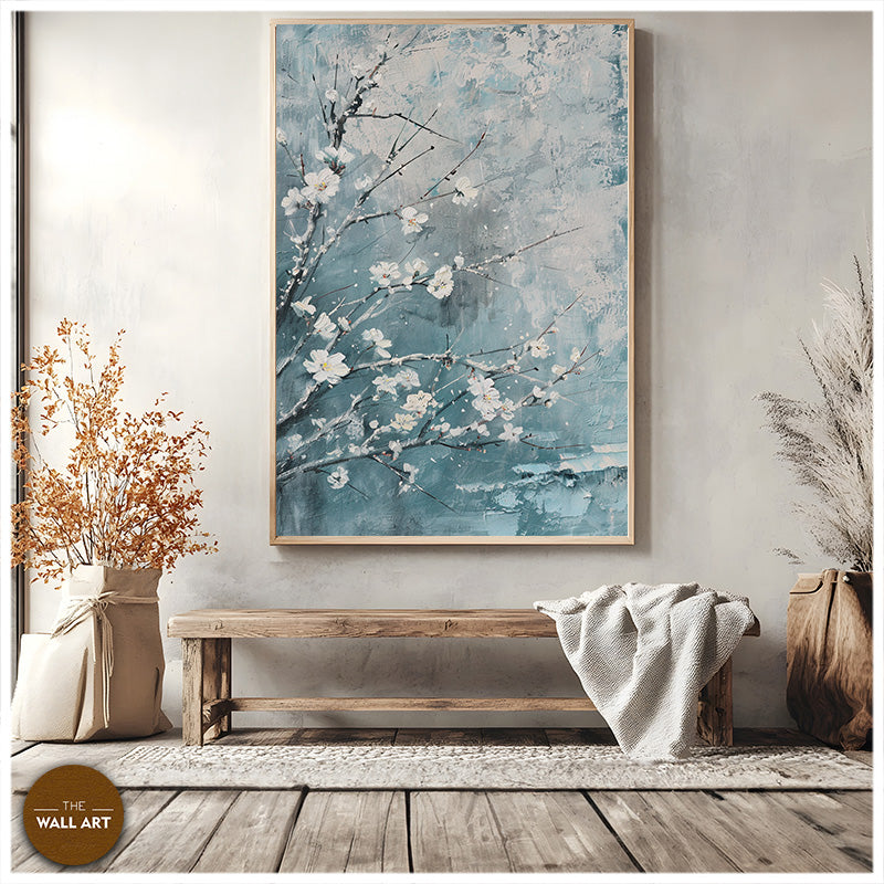 PLUM FLOWERS IN BLUE FIELD II