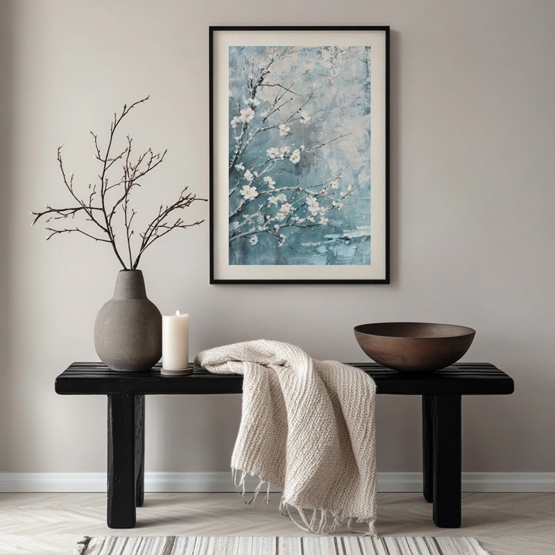 PLUM FLOWERS IN BLUE FIELD II