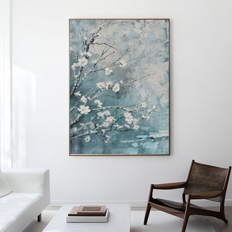 PLUM FLOWERS IN BLUE FIELD II