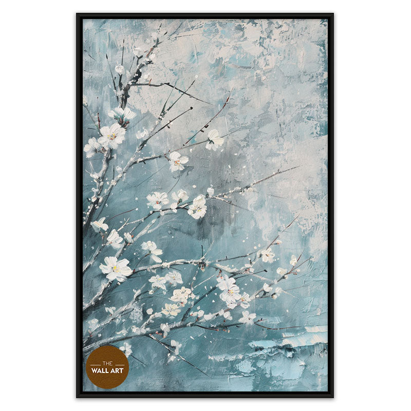PLUM FLOWERS IN BLUE FIELD II