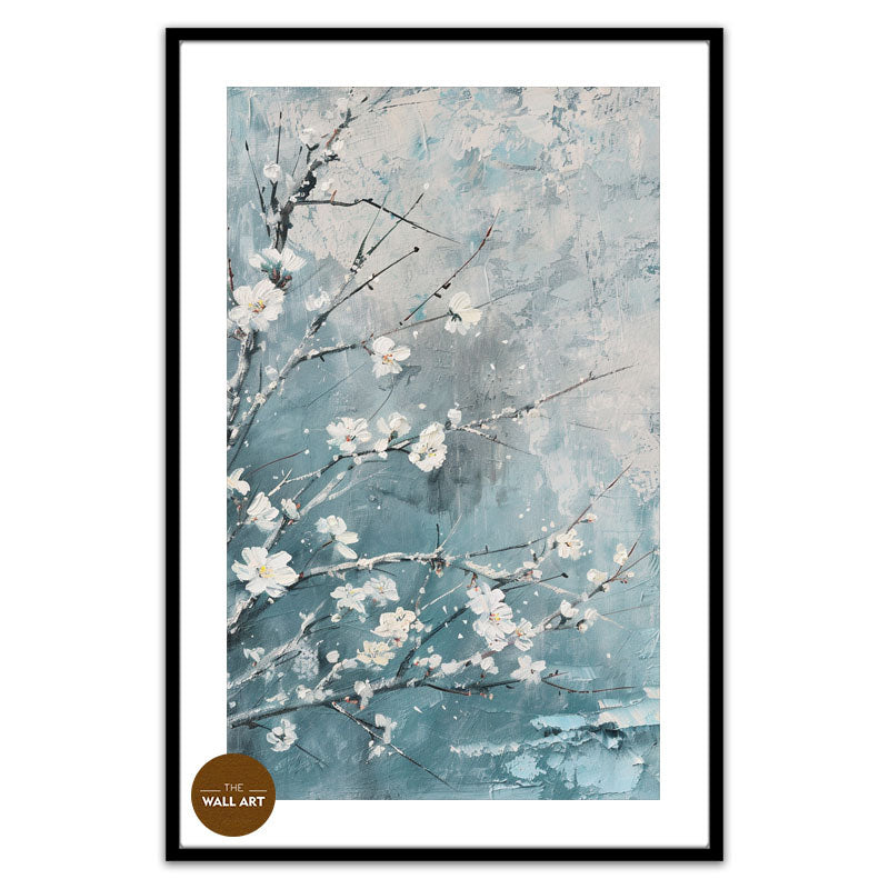 PLUM FLOWERS IN BLUE FIELD II