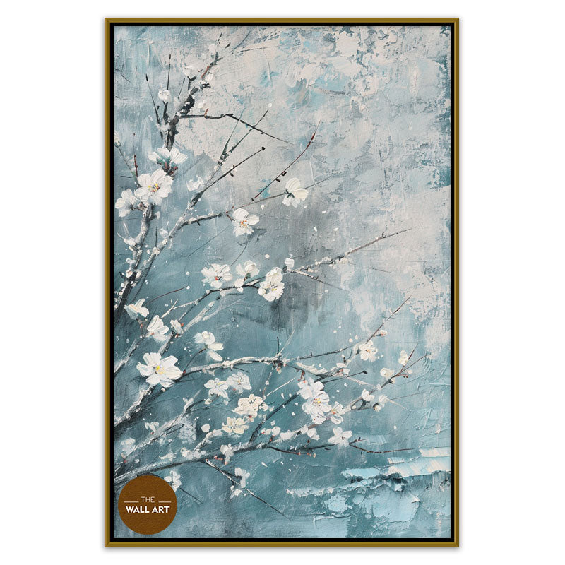 PLUM FLOWERS IN BLUE FIELD II
