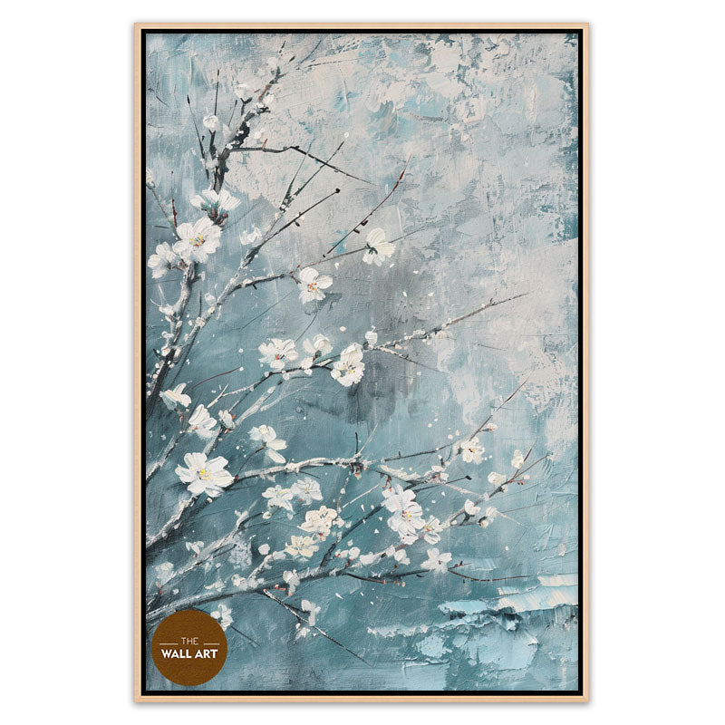 PLUM FLOWERS IN BLUE FIELD II