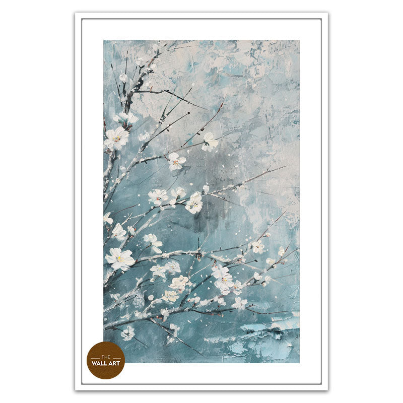 PLUM FLOWERS IN BLUE FIELD II