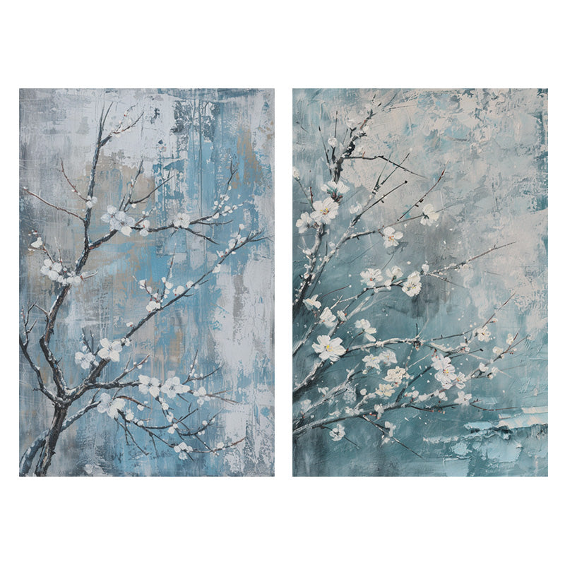 PLUM FLOWERS IN BLUE FIELD II_SETOF2_