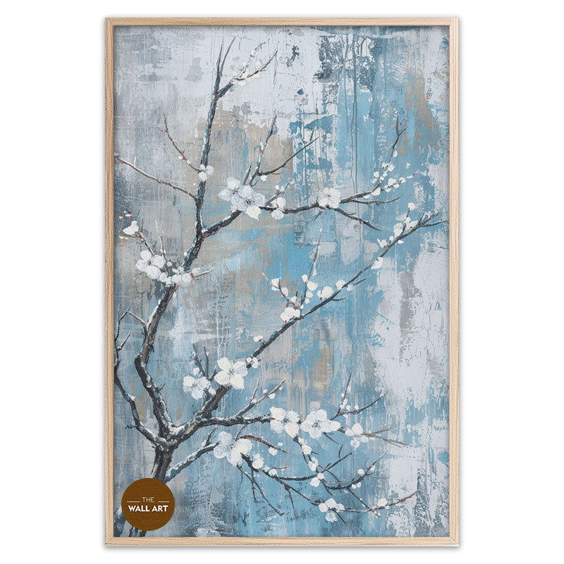 PLUM FLOWERS IN BLUE FIELD