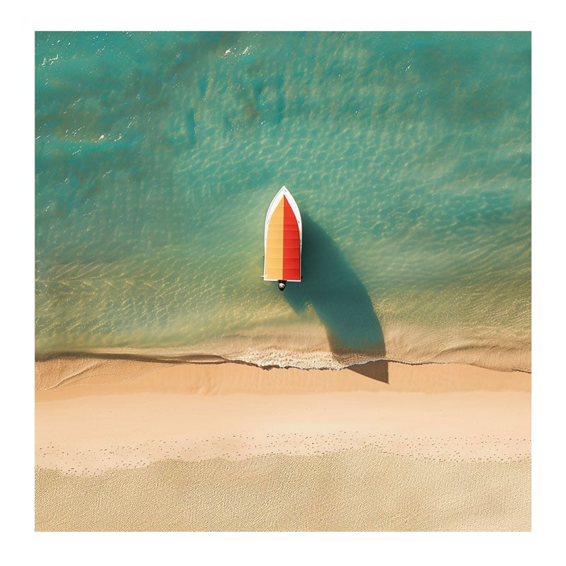 RED BOAT ON BEACH