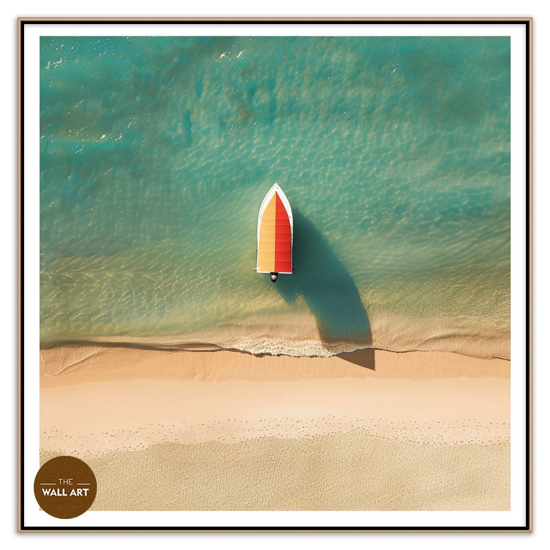 RED BOAT ON BEACH