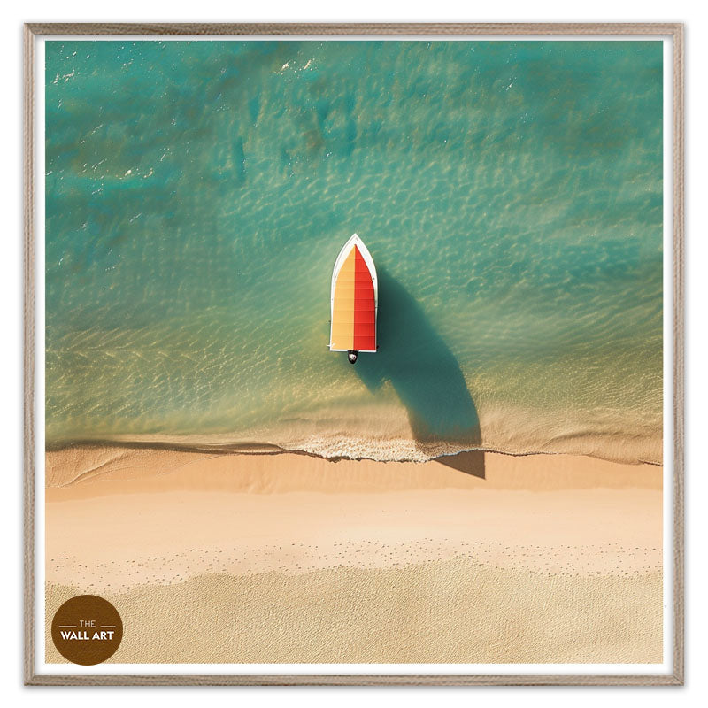 RED BOAT ON BEACH