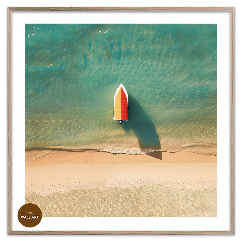 RED BOAT ON BEACH