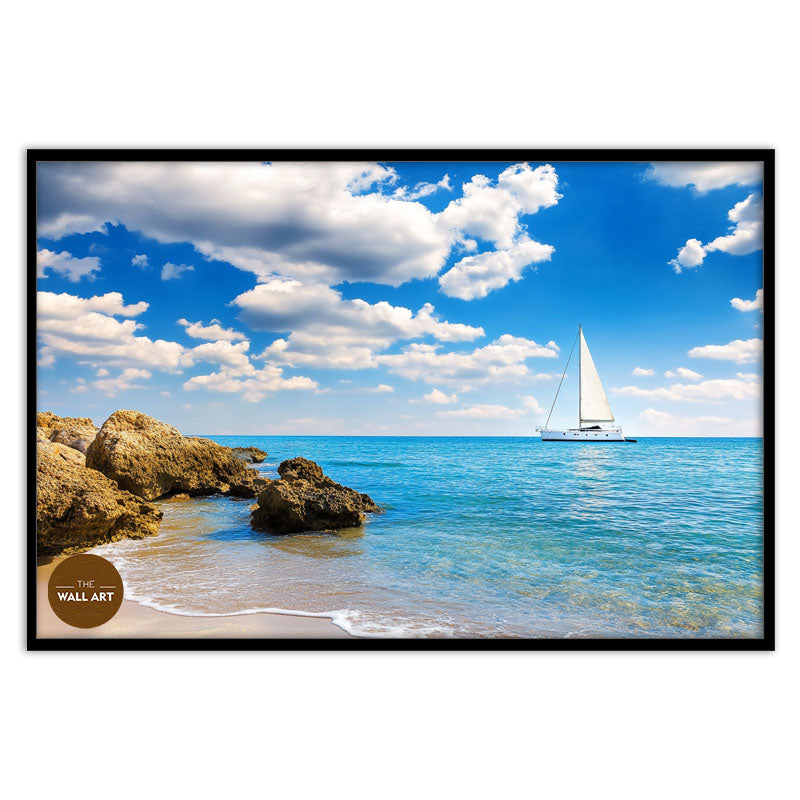 SAIL BOAT ON BLUE SEA I
