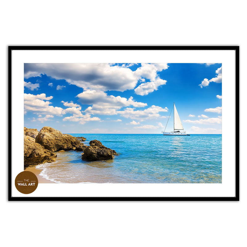 SAIL BOAT ON BLUE SEA I