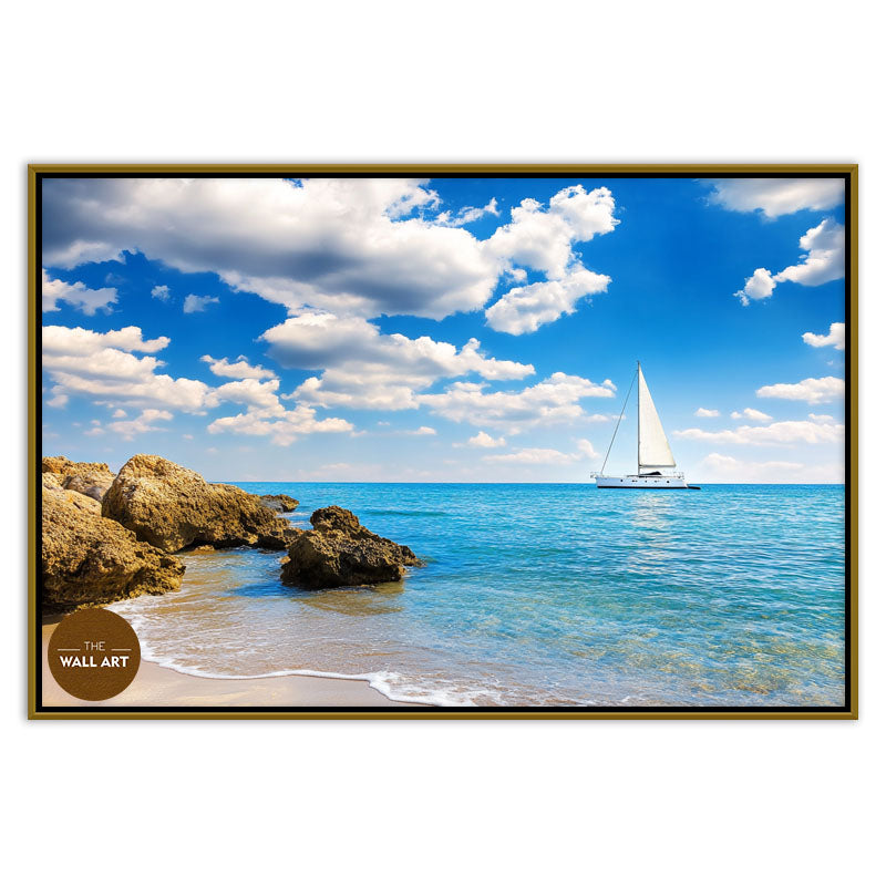 SAIL BOAT ON BLUE SEA I