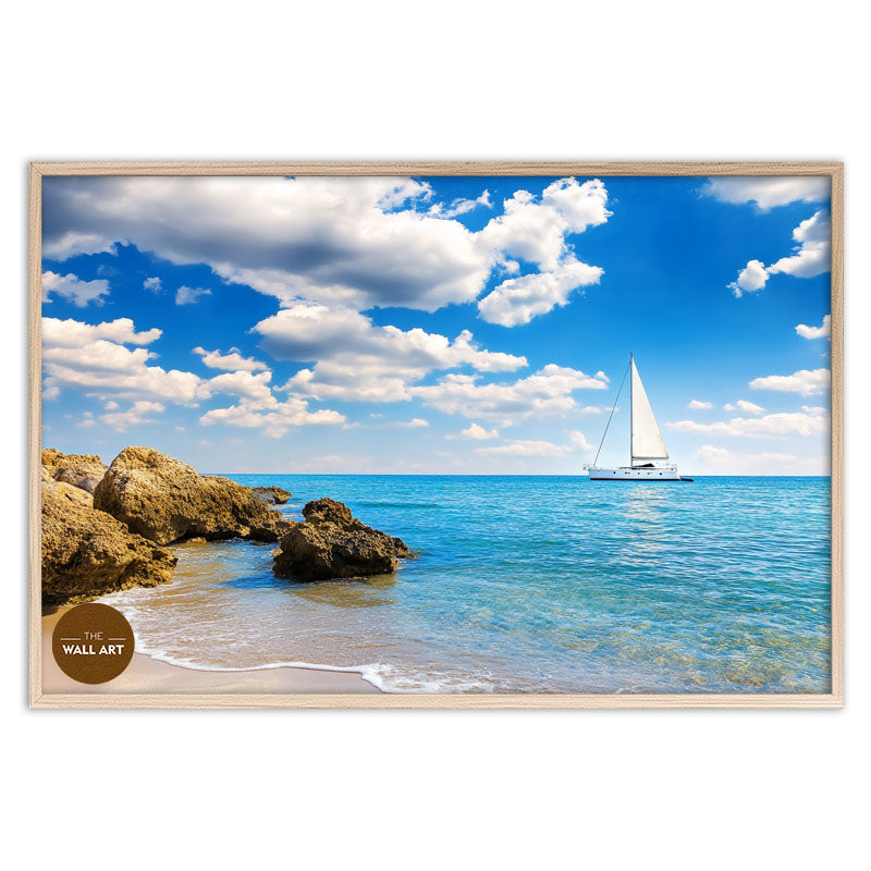 SAIL BOAT ON BLUE SEA I