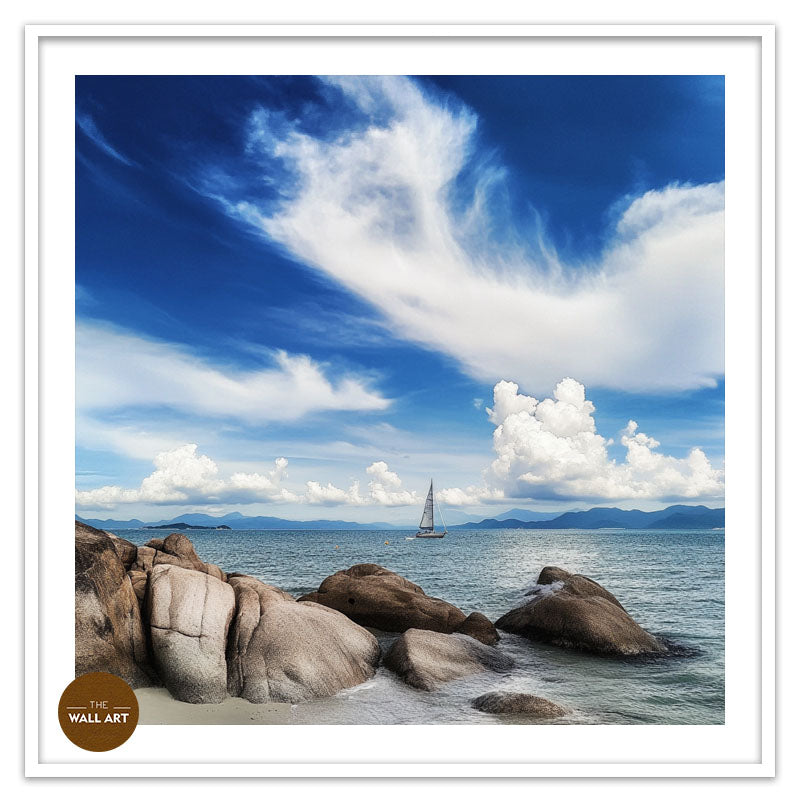 SAIL BOAT ON BLUE SEA V