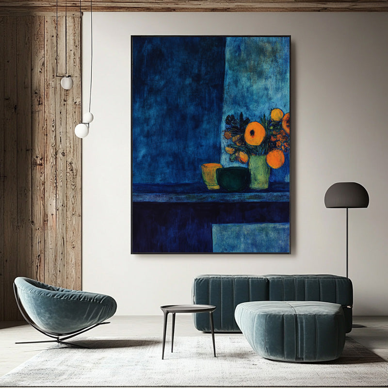 STILL LIFE IN DEEP BLUE FIELD I