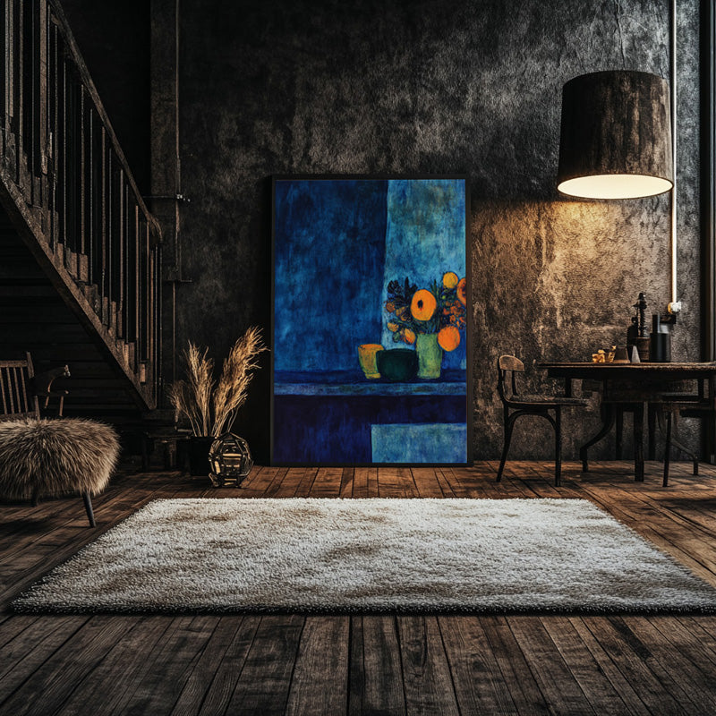 STILL LIFE IN DEEP BLUE FIELD I