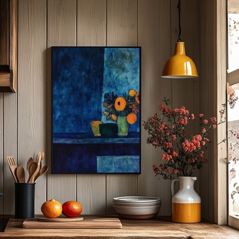 STILL LIFE IN DEEP BLUE FIELD I