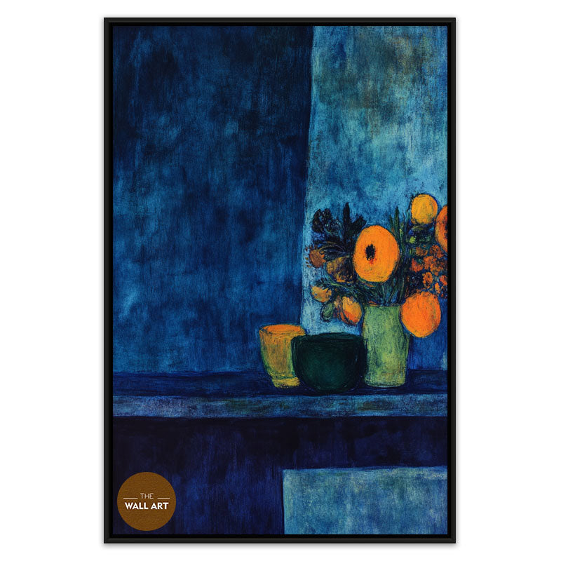 STILL LIFE IN DEEP BLUE FIELD I