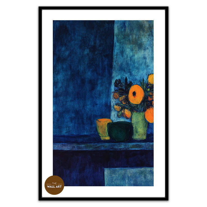 STILL LIFE IN DEEP BLUE FIELD I