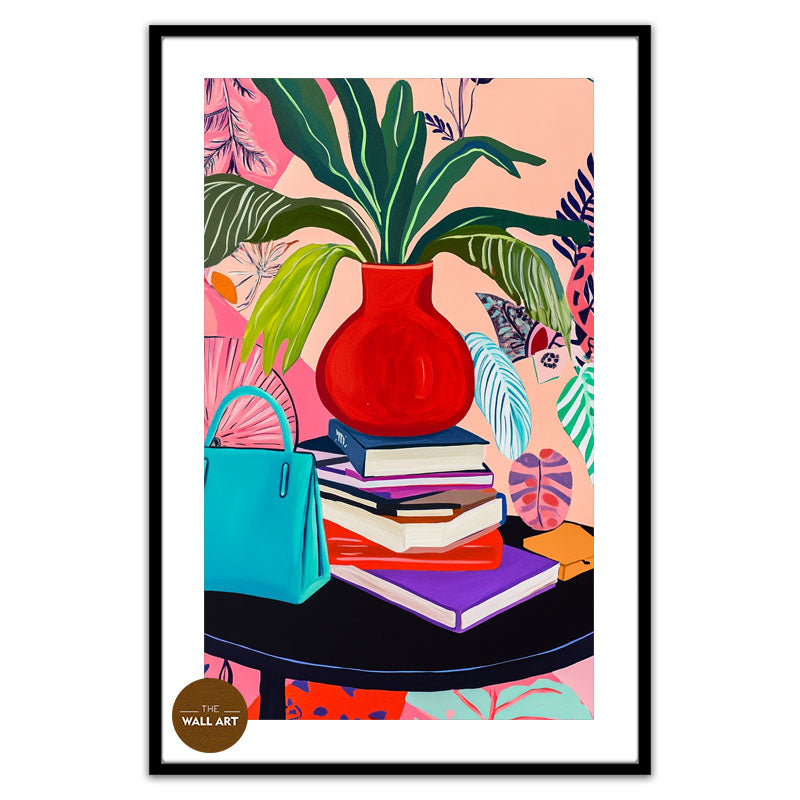 STILL LIFE OF BAG AND BOOKS