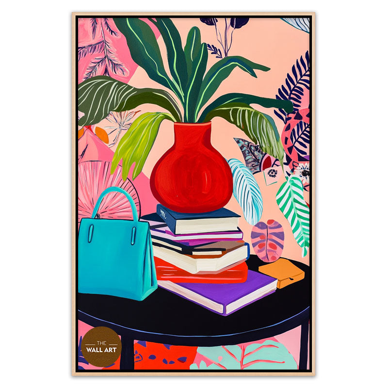 STILL LIFE OF BAG AND BOOKS