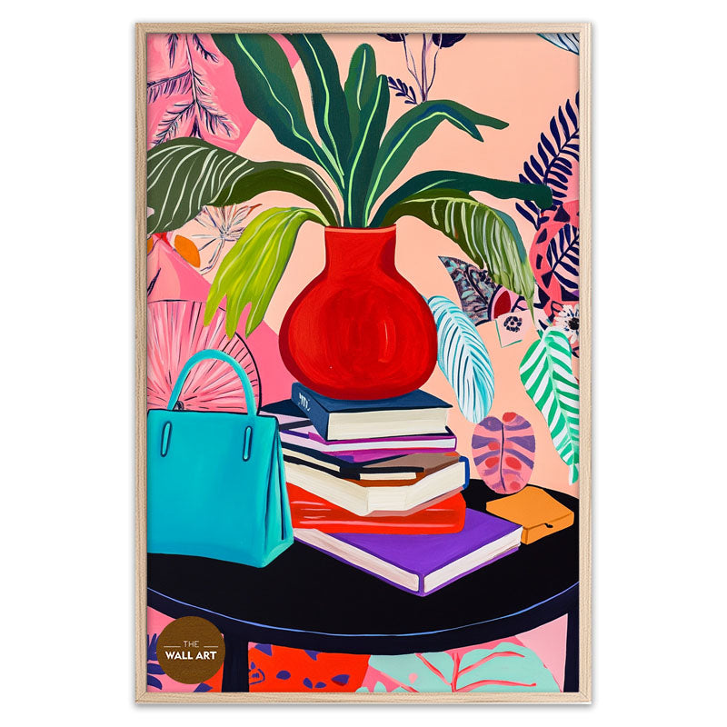 STILL LIFE OF BAG AND BOOKS