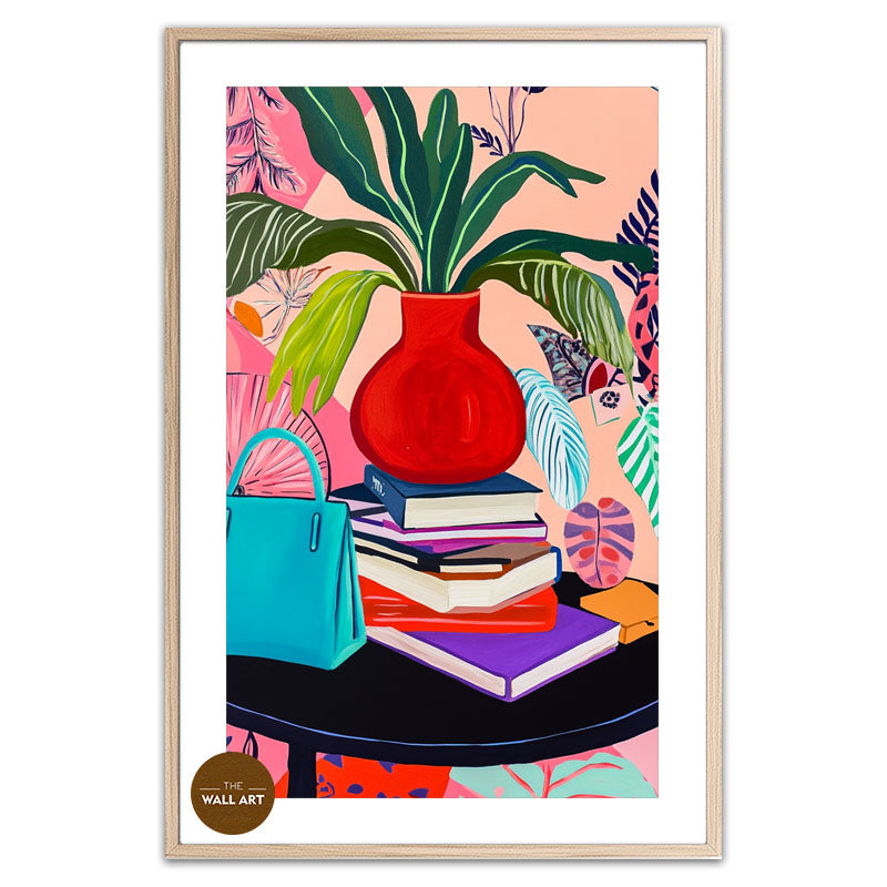 STILL LIFE OF BAG AND BOOKS