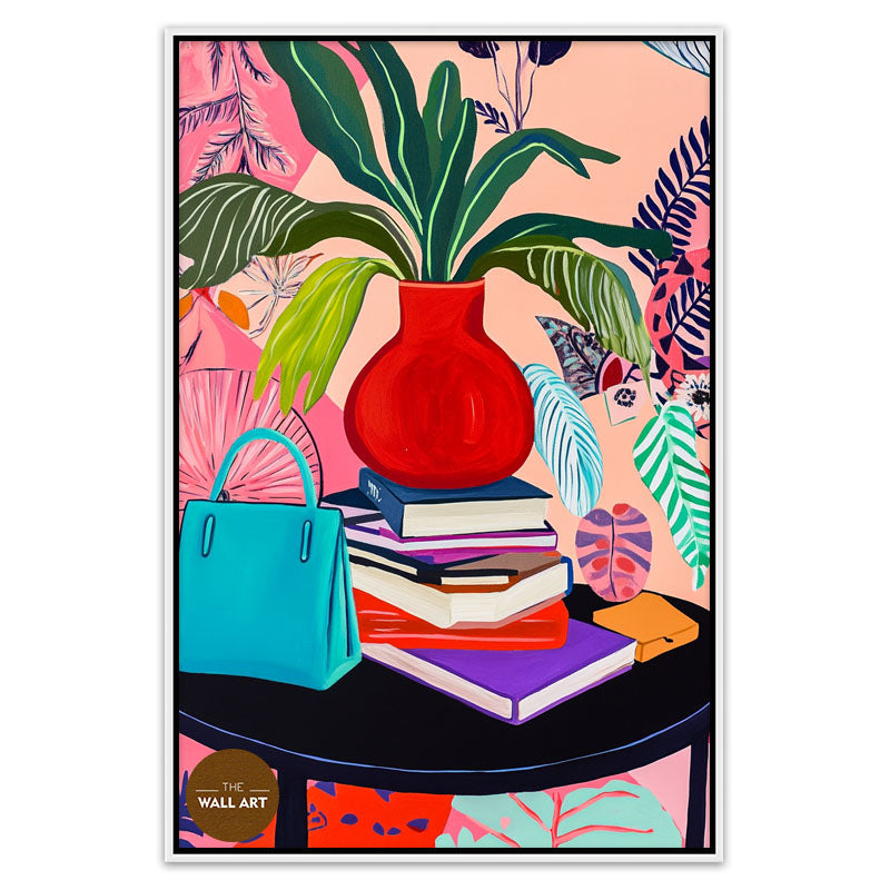 STILL LIFE OF BAG AND BOOKS