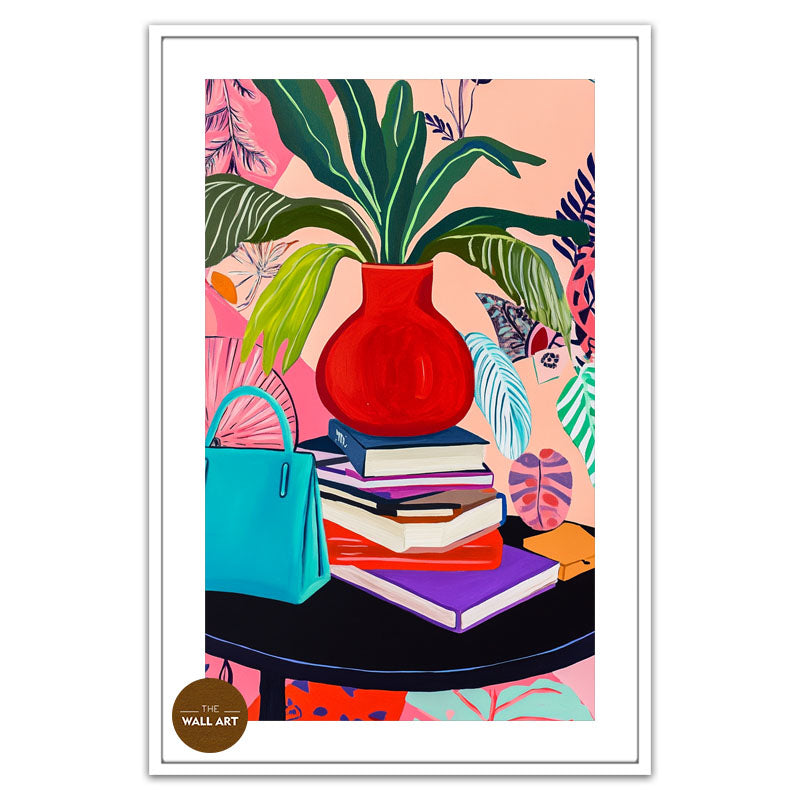 STILL LIFE OF BAG AND BOOKS
