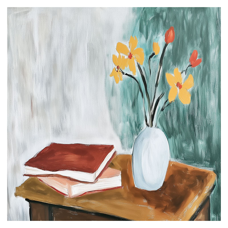 STILL LIFE OF BOOKS AND FLOWERS