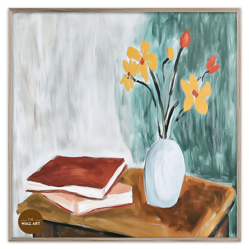 STILL LIFE OF BOOKS AND FLOWERS