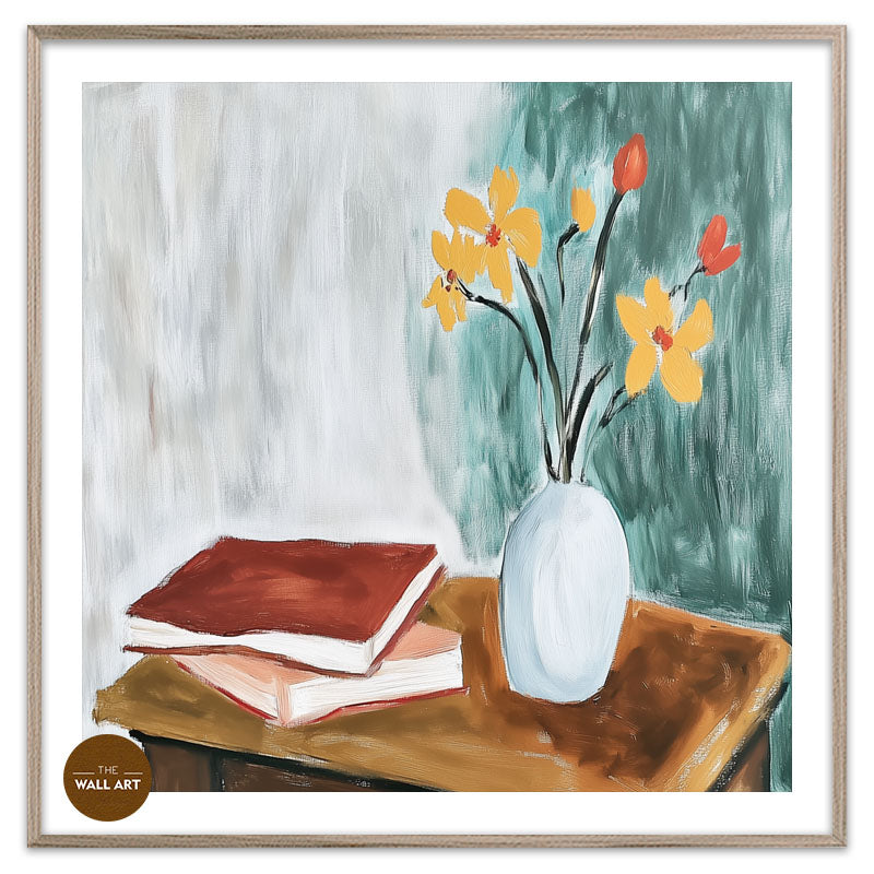 STILL LIFE OF BOOKS AND FLOWERS