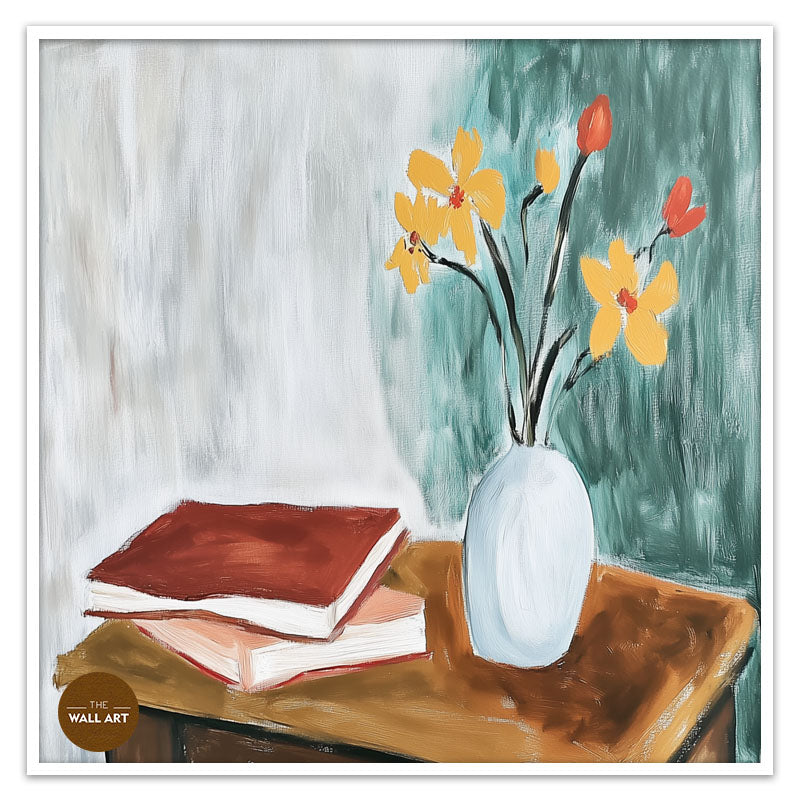 STILL LIFE OF BOOKS AND FLOWERS