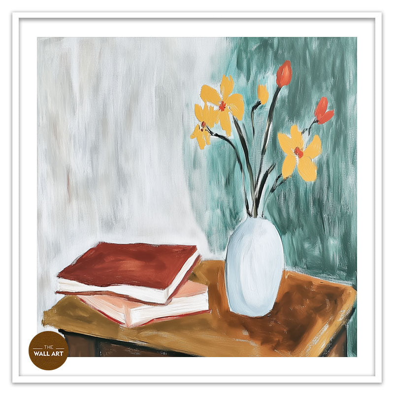STILL LIFE OF BOOKS AND FLOWERS
