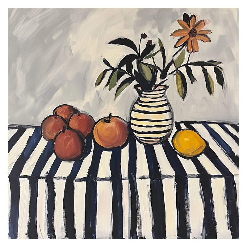 STILL LIFE OF FRUIT AND STRIPED VASE