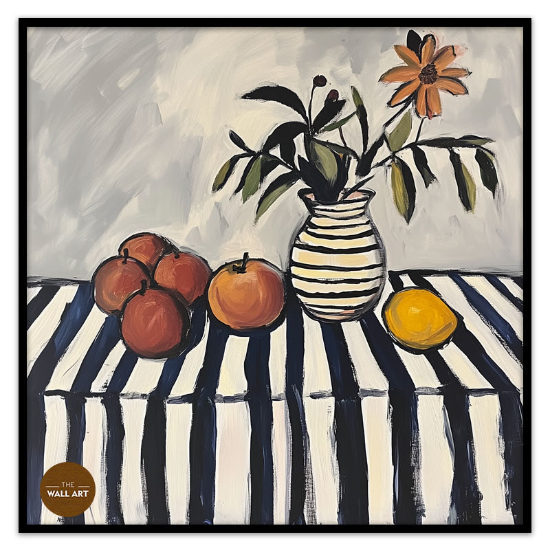 STILL LIFE OF FRUIT AND STRIPED VASE