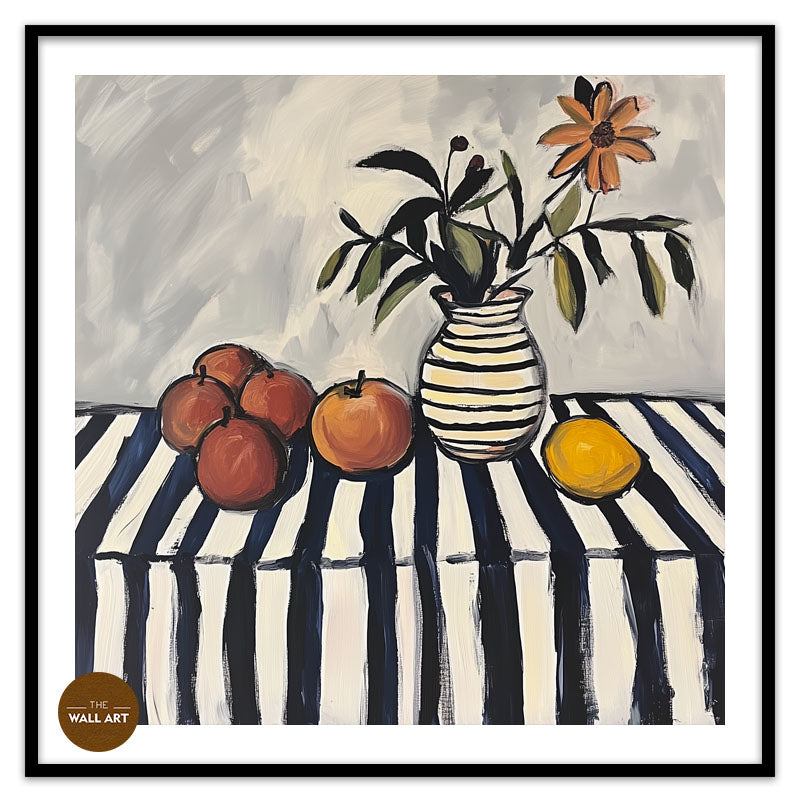 STILL LIFE OF FRUIT AND STRIPED VASE