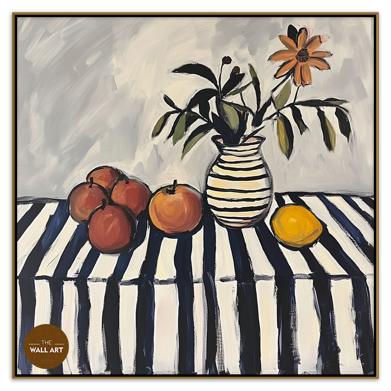 STILL LIFE OF FRUIT AND STRIPED VASE