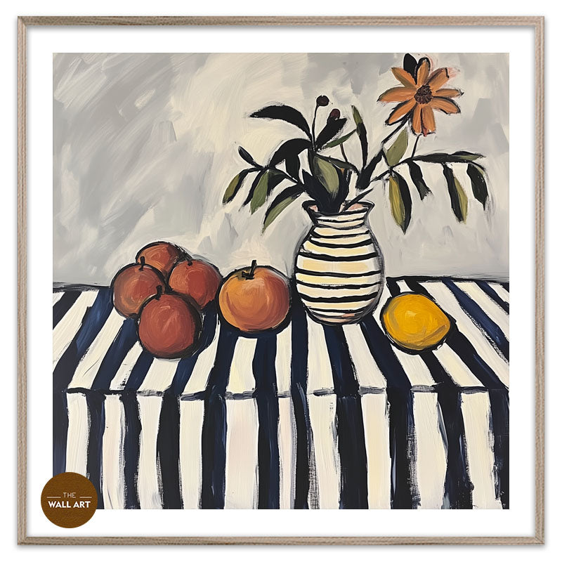 STILL LIFE OF FRUIT AND STRIPED VASE