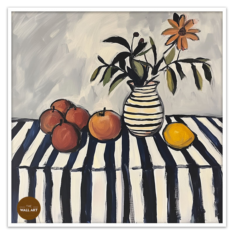 STILL LIFE OF FRUIT AND STRIPED VASE