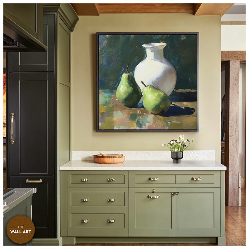 STILL LIFE OF GREEN PEARS AND VASE
