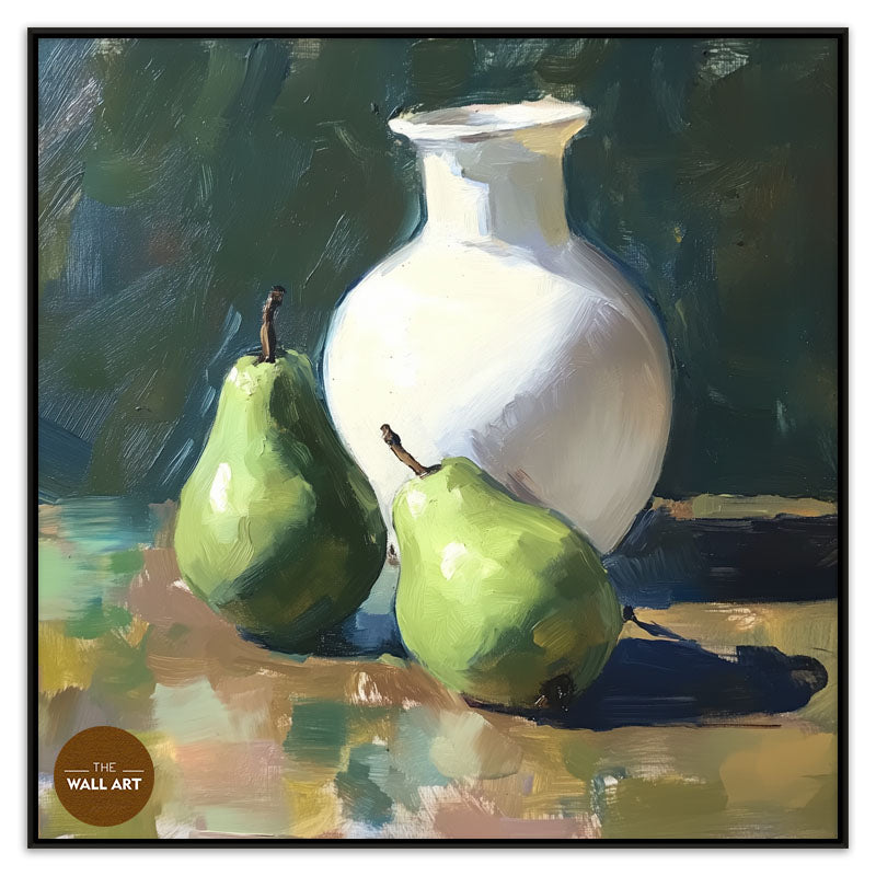STILL LIFE OF GREEN PEARS AND VASE
