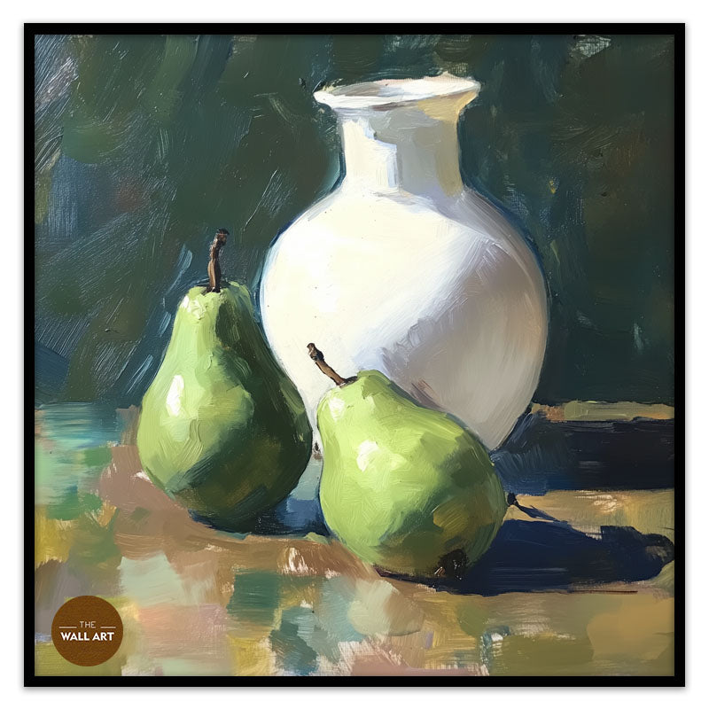 STILL LIFE OF GREEN PEARS AND VASE