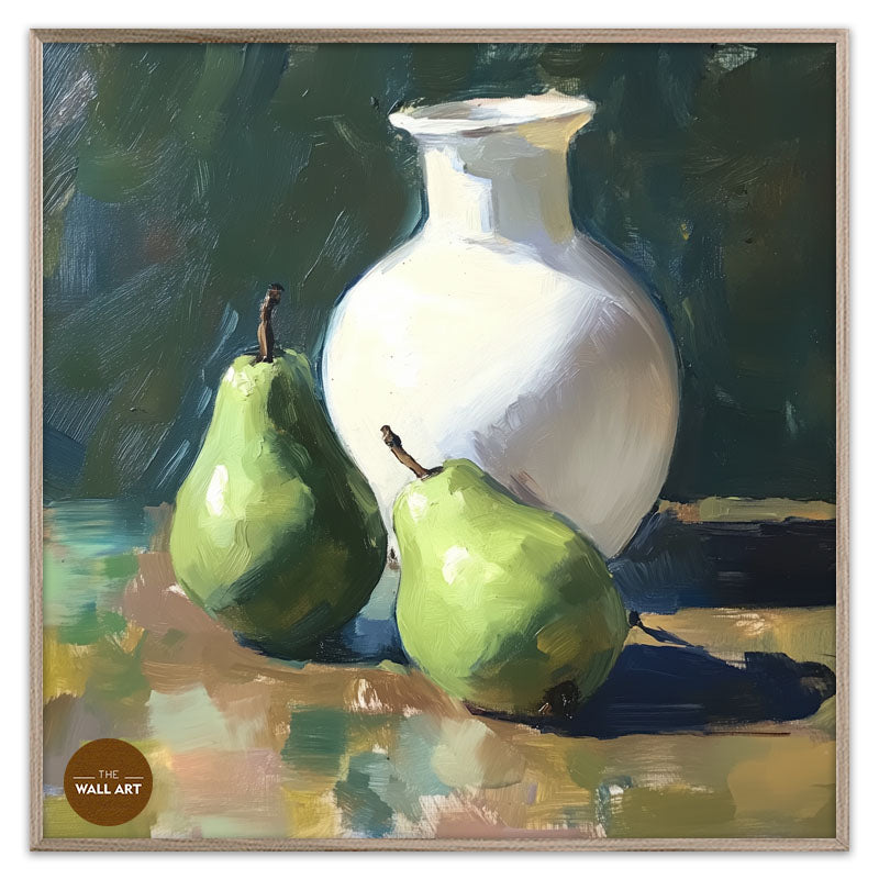 STILL LIFE OF GREEN PEARS AND VASE